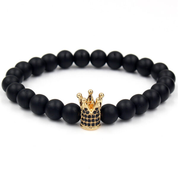 Lavastein-Armband Buddha schwarz mattiertes Armband – Bild 4