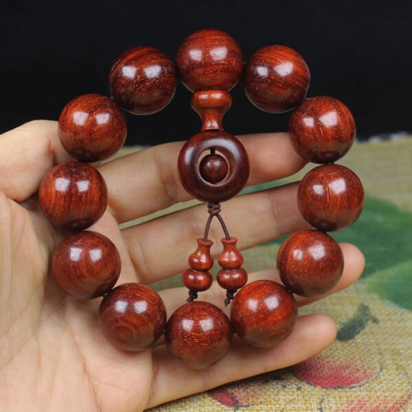 Buddha Armband, Armband aus kleinen Blattperlen aus Rosenholz, 20 mm
