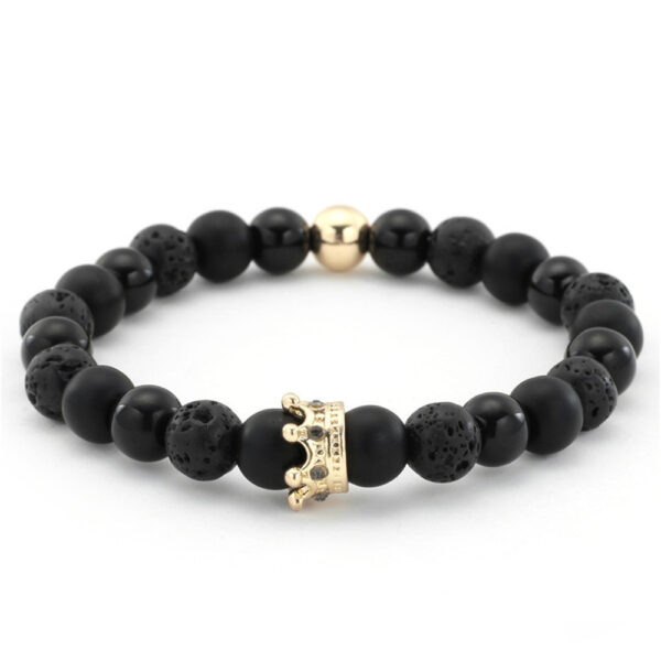 Lavastein-Armband Buddha schwarz mattiertes Armband – Bild 2