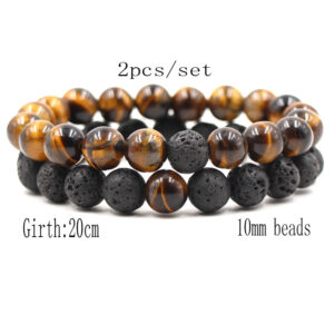 Schwarzes Lavastein-Armband Buddha-Tigerauge-Stein-Armband Anti-Ermüdungs-Set