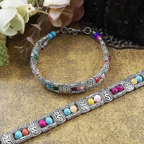 Metallarmband aus tibetischen Perlen für Mädchen – Bild 3