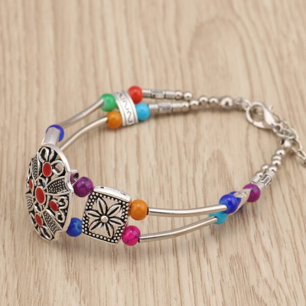 Retro-Armband mit doppelter Reihe Metallperlen, klein und schön – Bild 4