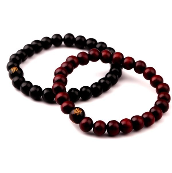 BuddhaArmband Holz Geschnitzte buddhistische Schriftzeichen – Bild 4