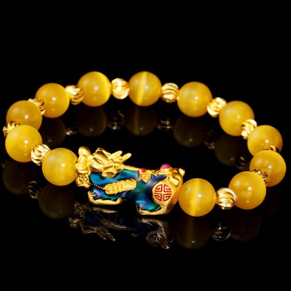 Buddha-Perlenarmband, goldenes Edelstein-Drachenkopf-Armband – Bild 5