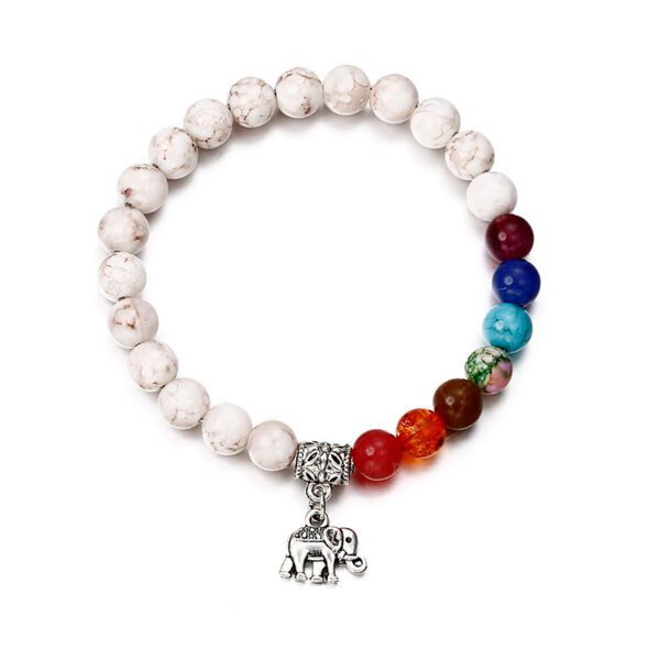 Weiße Kiefernkugelperlen, Elefantenmuster, Armband, lose Perlen – Bild 4