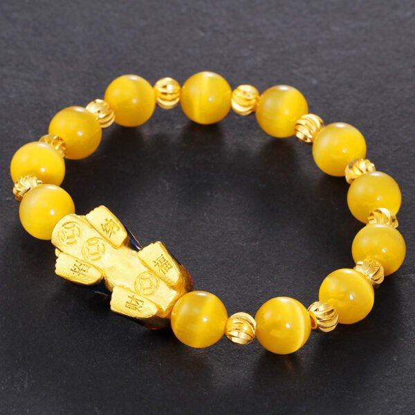 Buddha-Perlenarmband, goldenes Edelstein-Drachenkopf-Armband – Bild 4