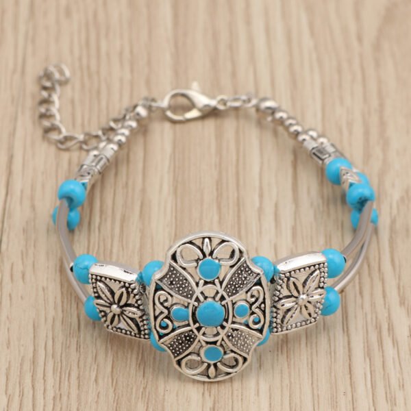 Retro-Armband mit doppelter Reihe Metallperlen, klein und schön