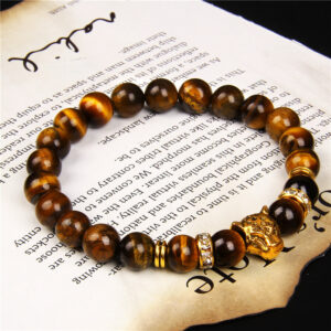 Buddha Onyx Armband Löwenkopf Herren Naturkopf Perlenarmband