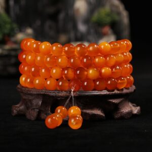 Buddha-Armband rot 108 runde Perlen Gebetskette Armband Perlmutt poliertes Armband