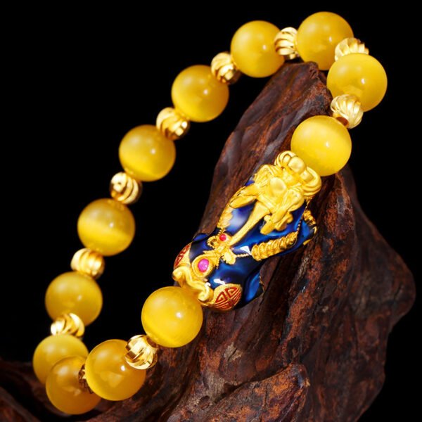 Buddha-Perlenarmband, goldenes Edelstein-Drachenkopf-Armband – Bild 3