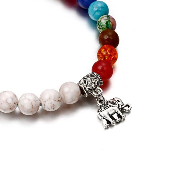 Weiße Kiefernkugelperlen, Elefantenmuster, Armband, lose Perlen – Bild 3